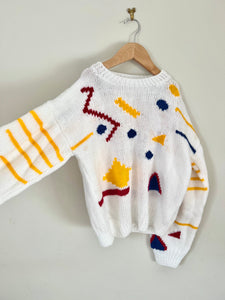 Hand Knitted Abstract Jumper Age 7-8