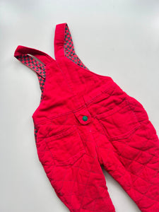 Vintage Red Needlecord Padded Dungarees 6-12 Months