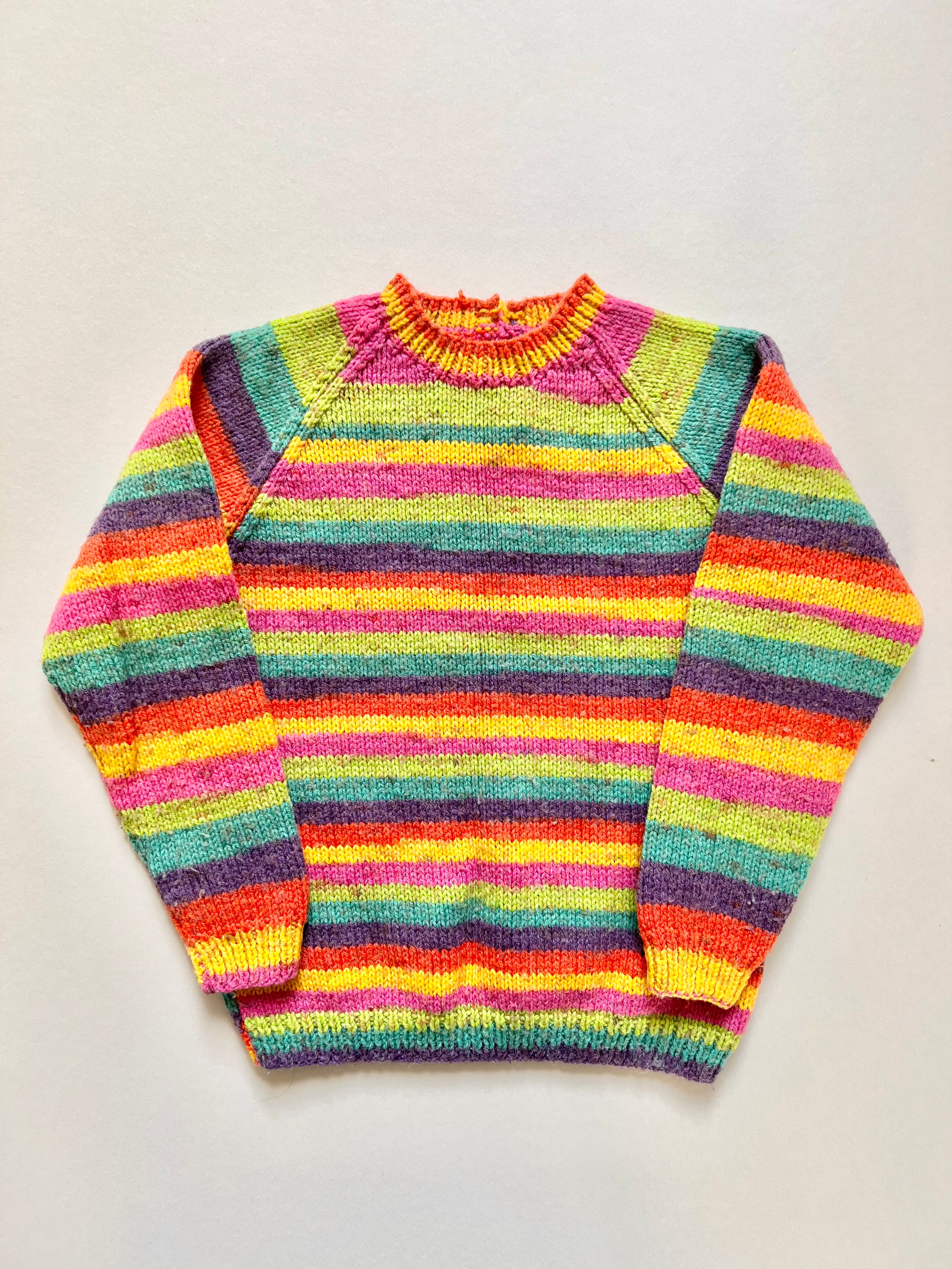 Rainbow Hand Knitted Wool Jumper Age 4-6