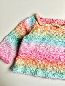 Hand Knitted Rainbow Jumper 3-6 Months