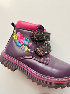 Vintage Purple Glitter Leather Boots Size 6