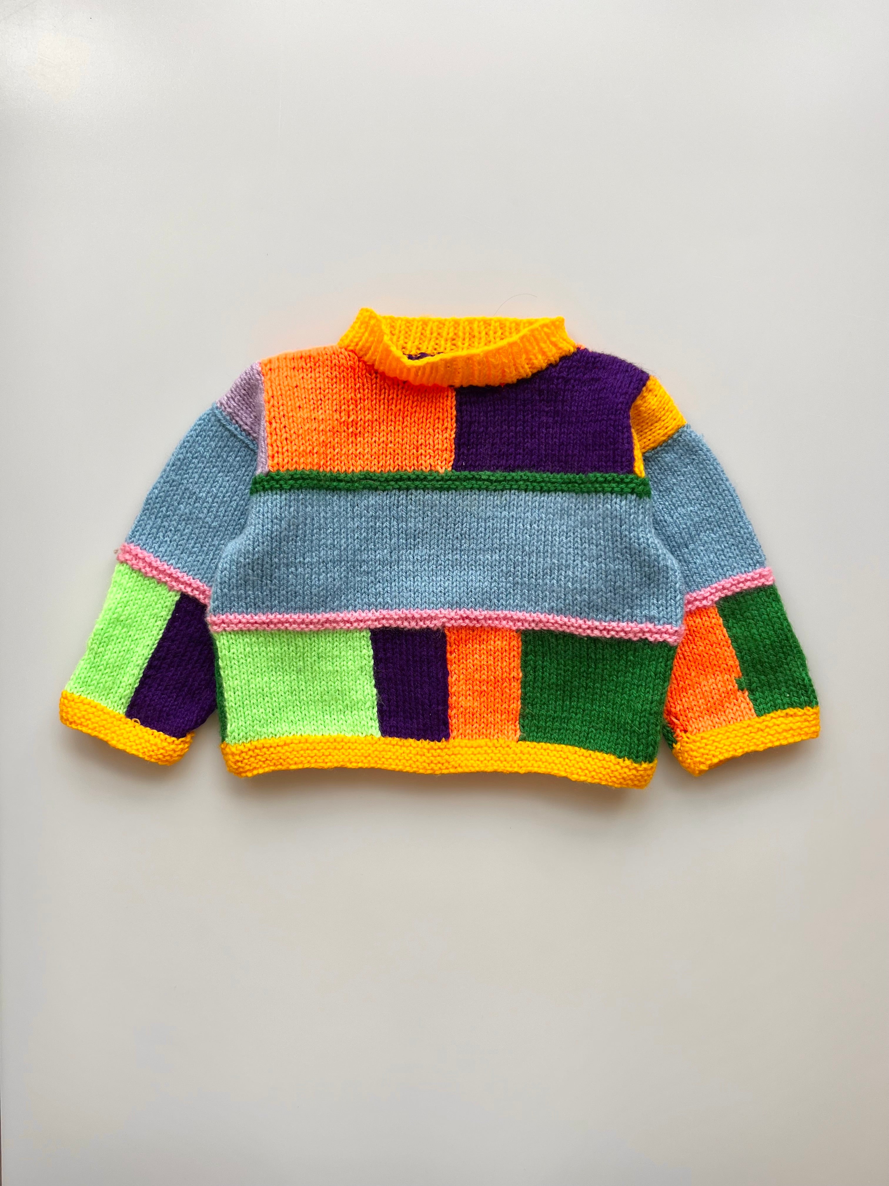 Hand Knitted Colour Block Jumper 6-12 Months