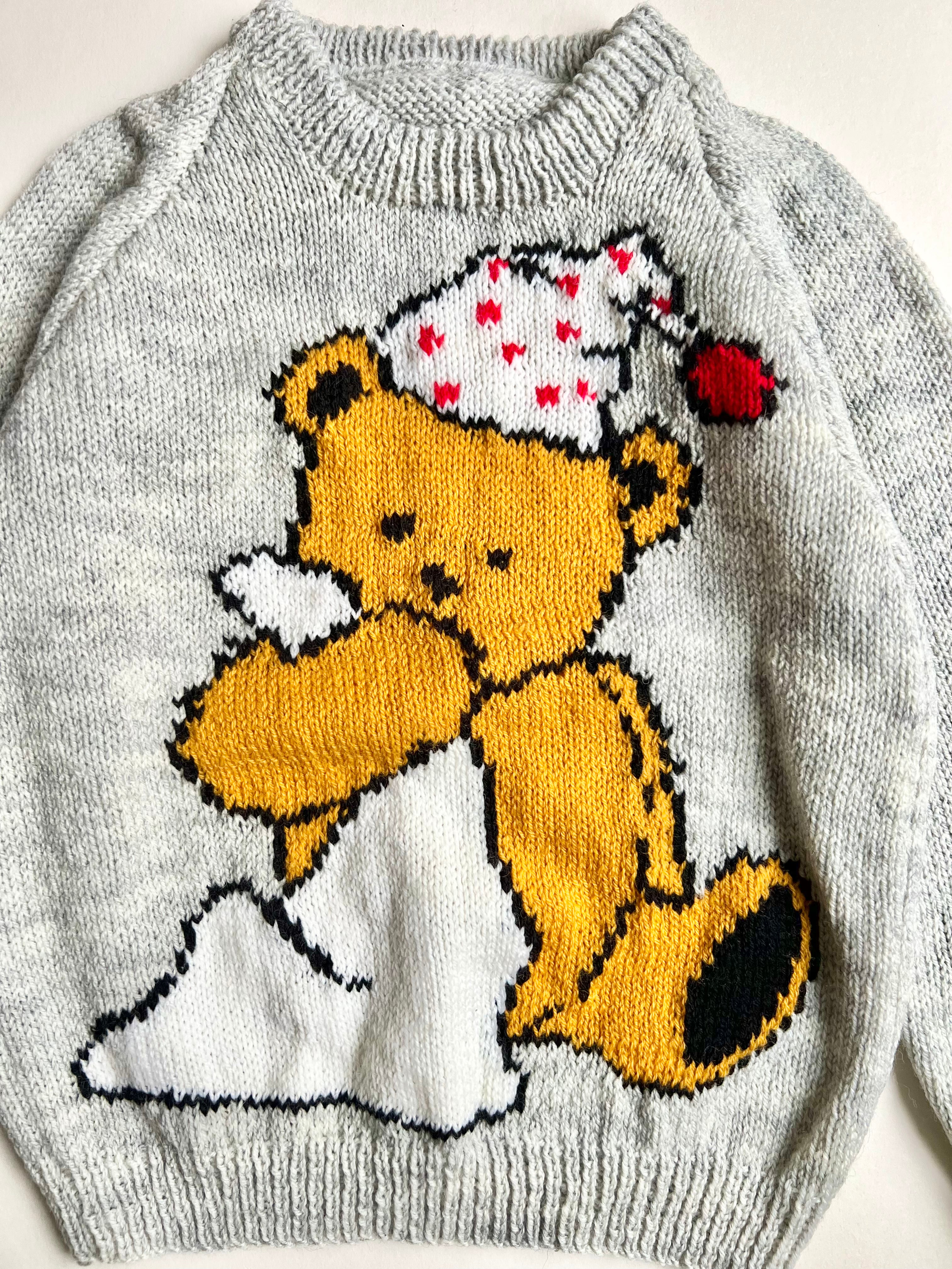 Hand Knitted Teddy Jumper Age 3-4
