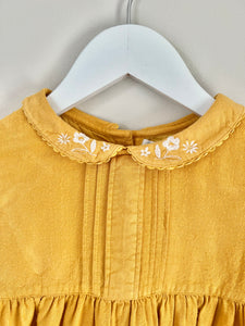 JoJo Maman Bebe Mustard Embroidered Dress Age 4-5