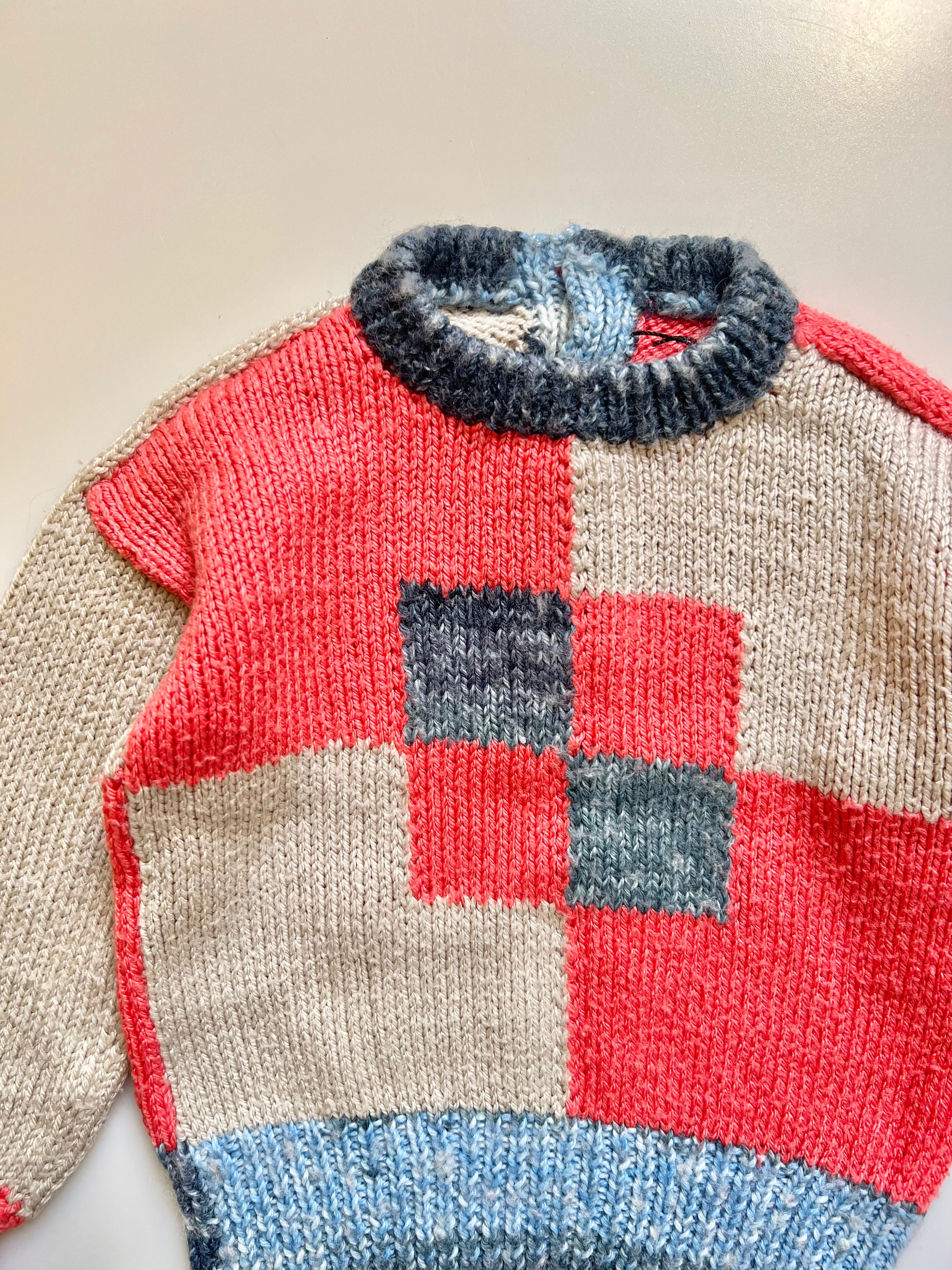 Hand Knitted Squares Jumper Age 2-3