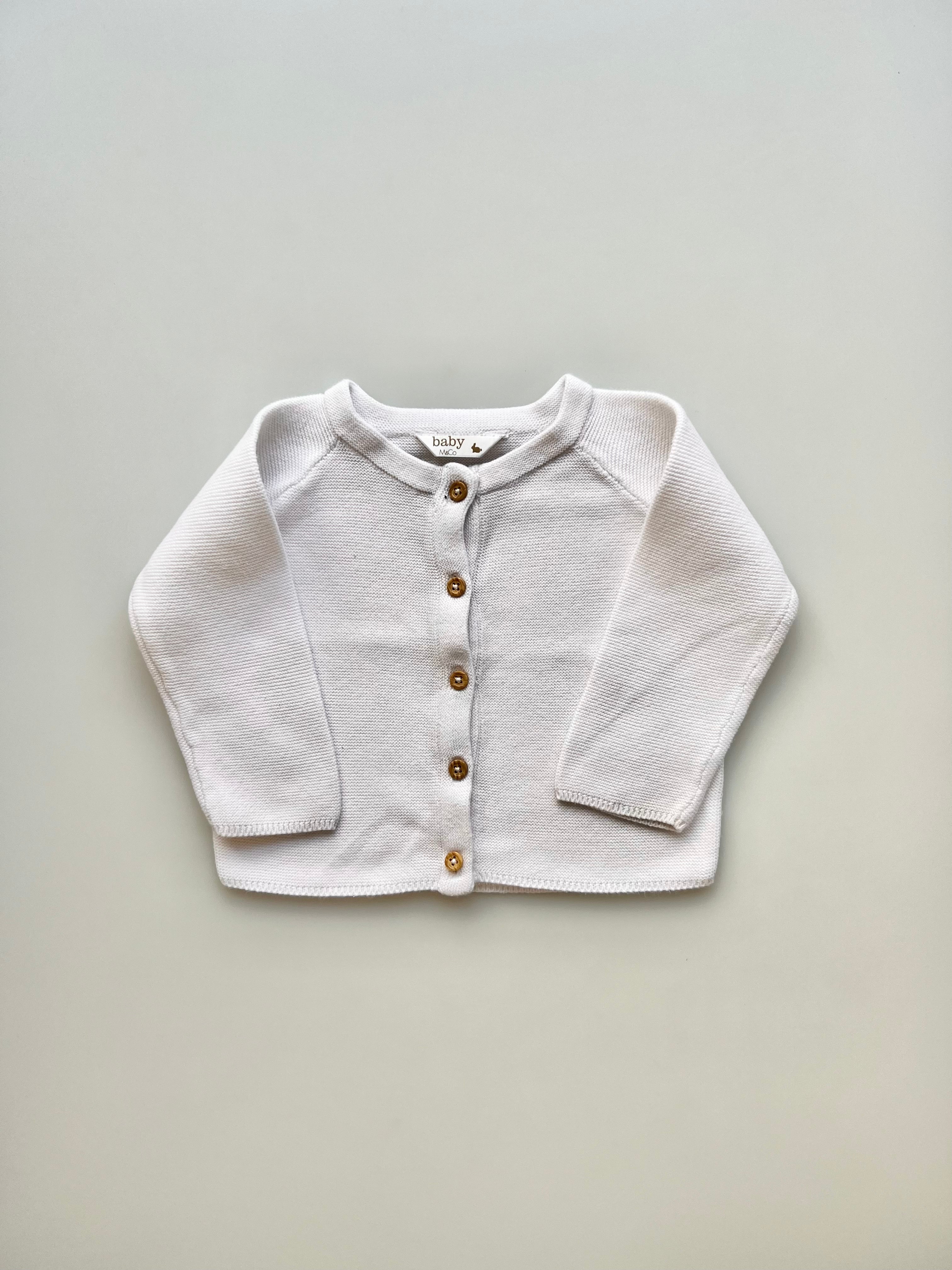 M&Co White Knitted Cardigan 6-9 Months