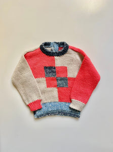 Hand Knitted Squares Jumper Age 2-3