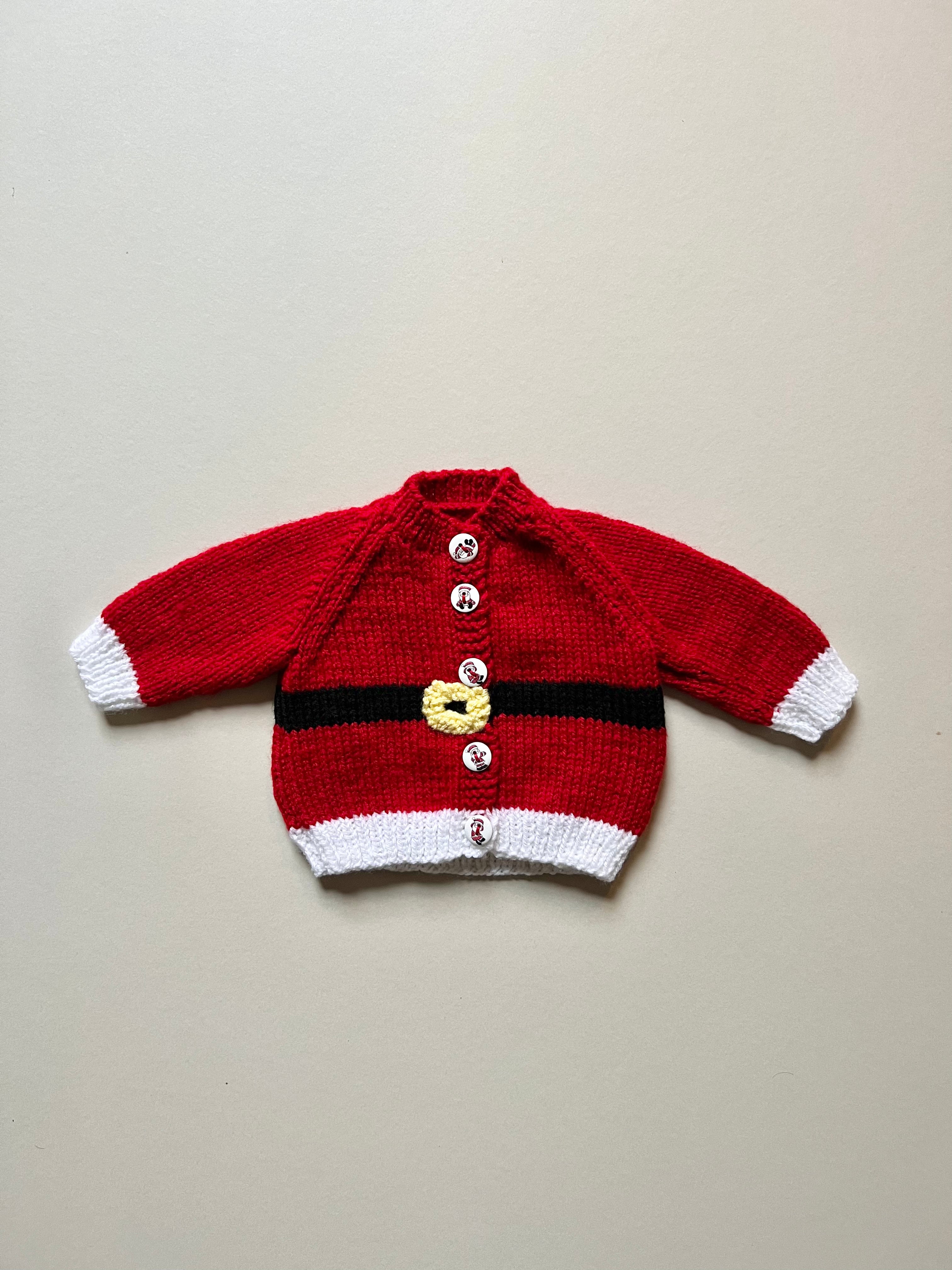 Hand Knitted Father Christmas Jumper 0-3 Months