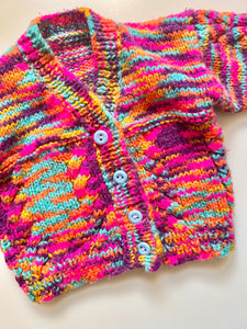 Hand Knitted Space Dye Cardigan 2-4 Months