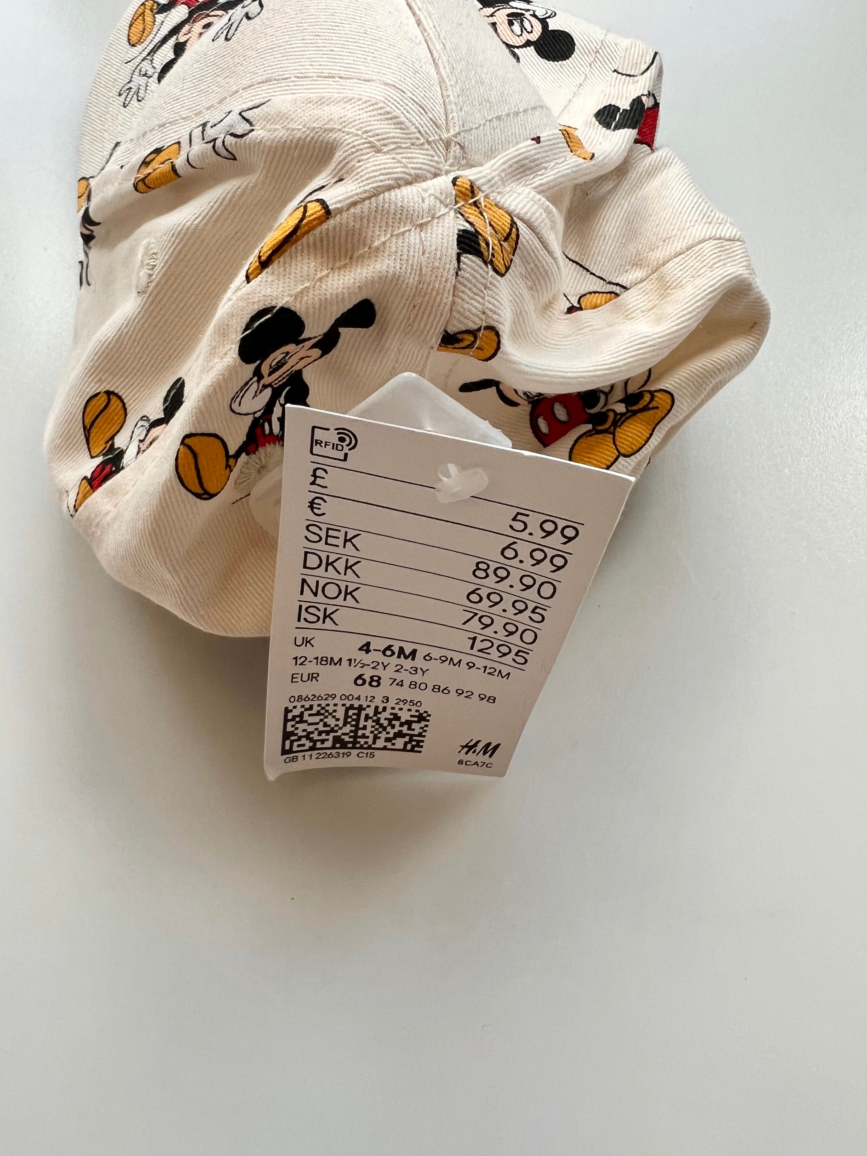H&M Mickey Mouse Cap 4-6 Months
