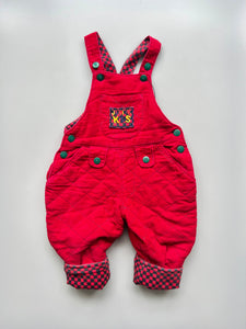 Vintage Red Needlecord Padded Dungarees 6-12 Months