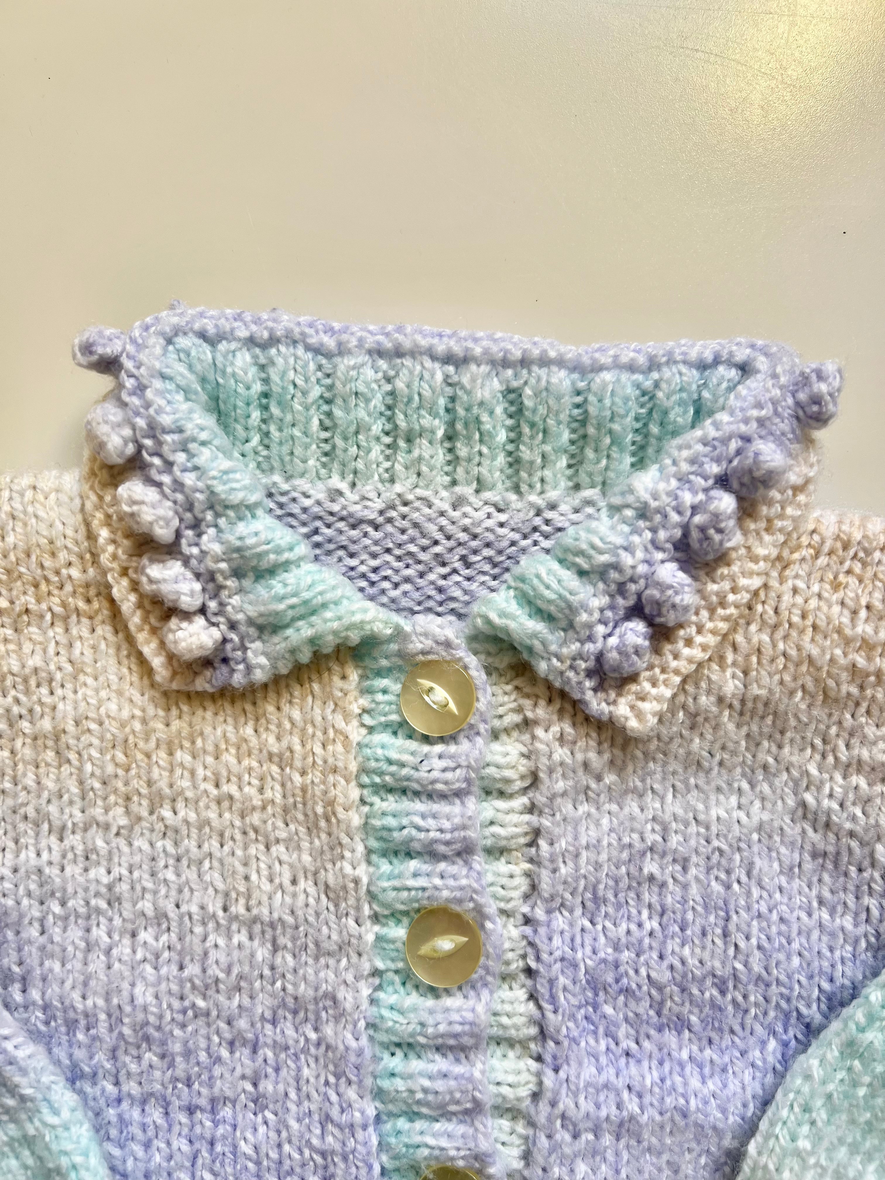 Hand Knitted Pastel Collared Cardigan 6-12 Months