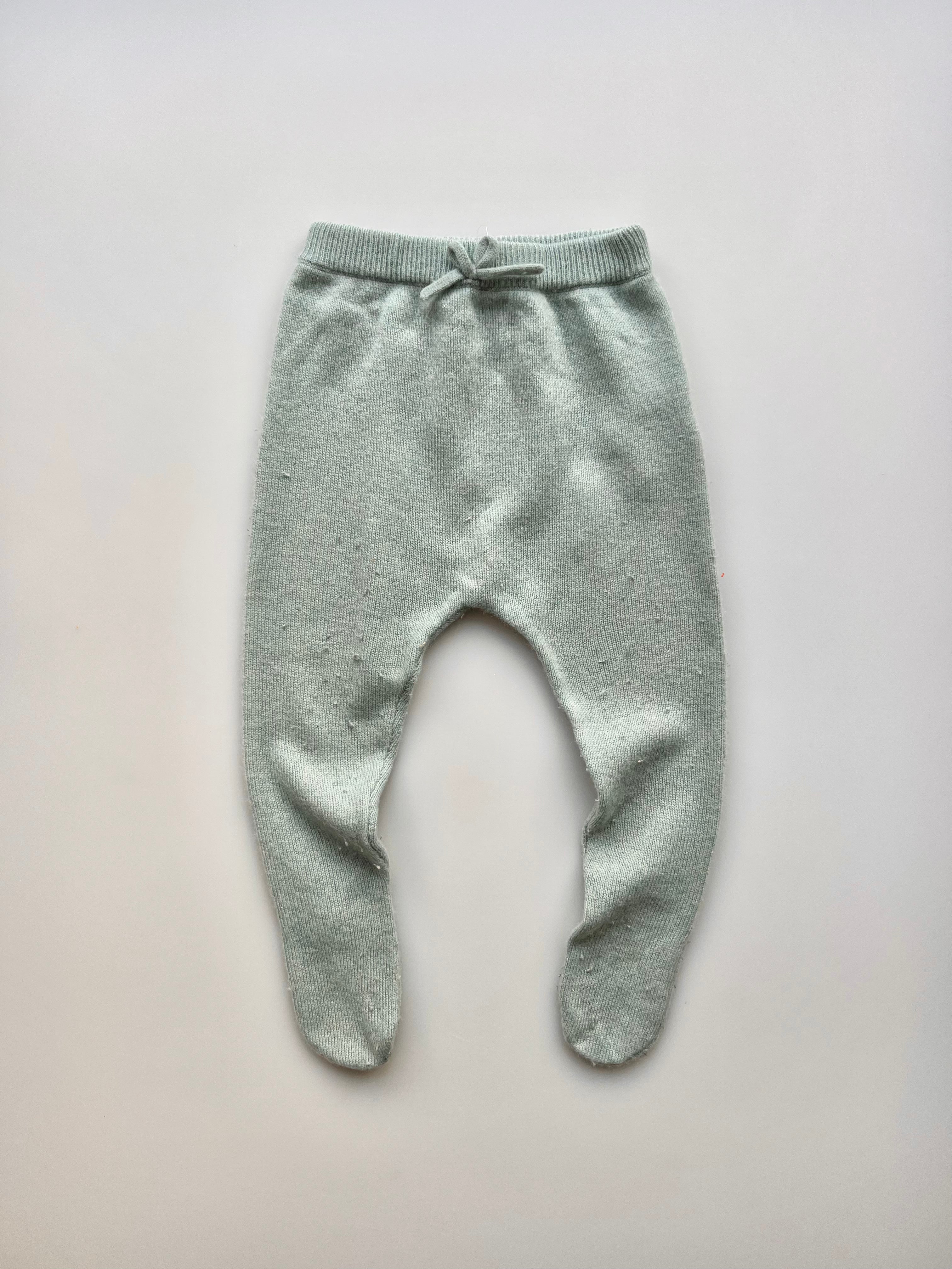 Zara 100% Cashmere Teal Footed Leggings 3-6 Months