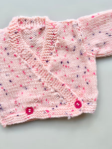 Hand Knitted Pink Confetti Cardigan 0-3 Months