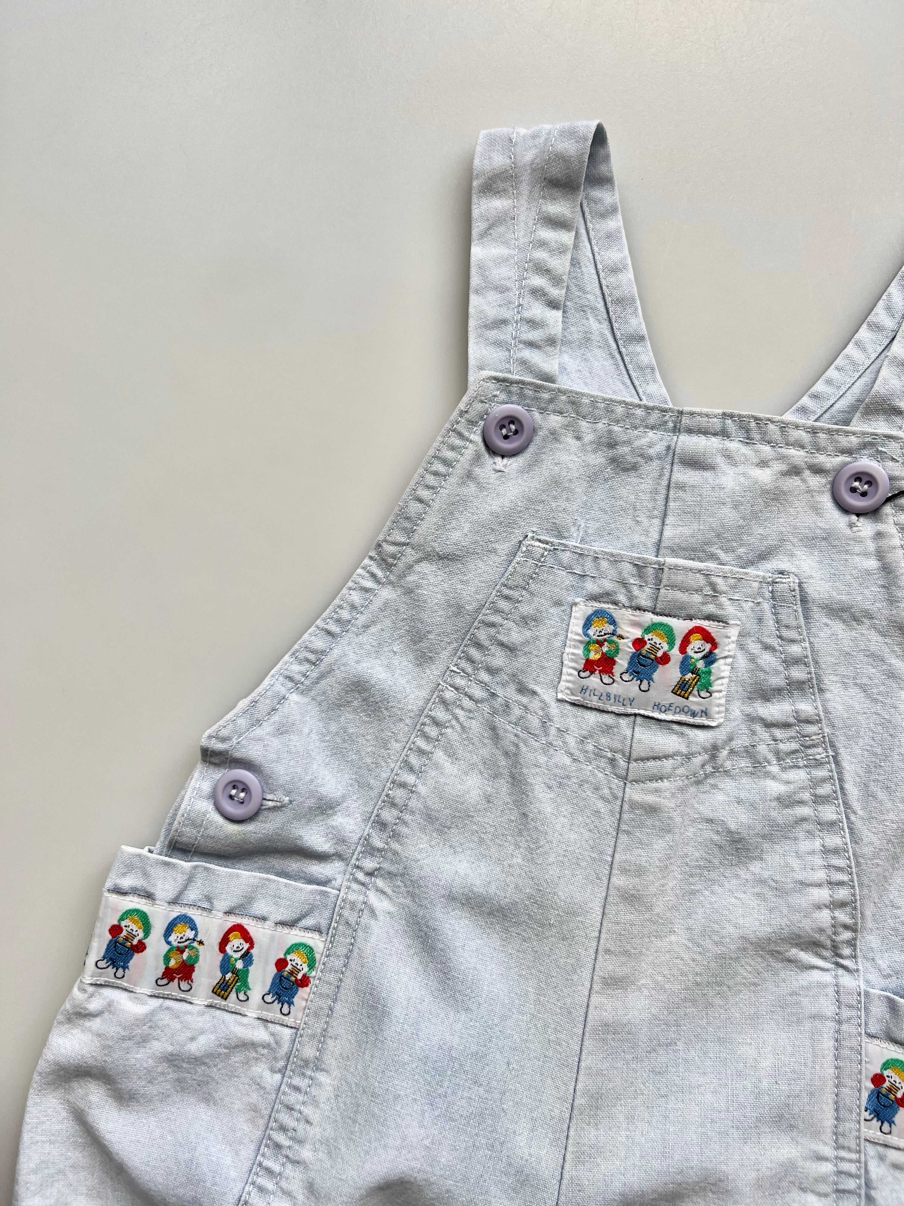 Vintage Hillbilly Hoedown Shortie Dungarees 6-12 Months
