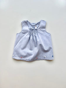 The Little White Company Smocked Top 0-3 Months