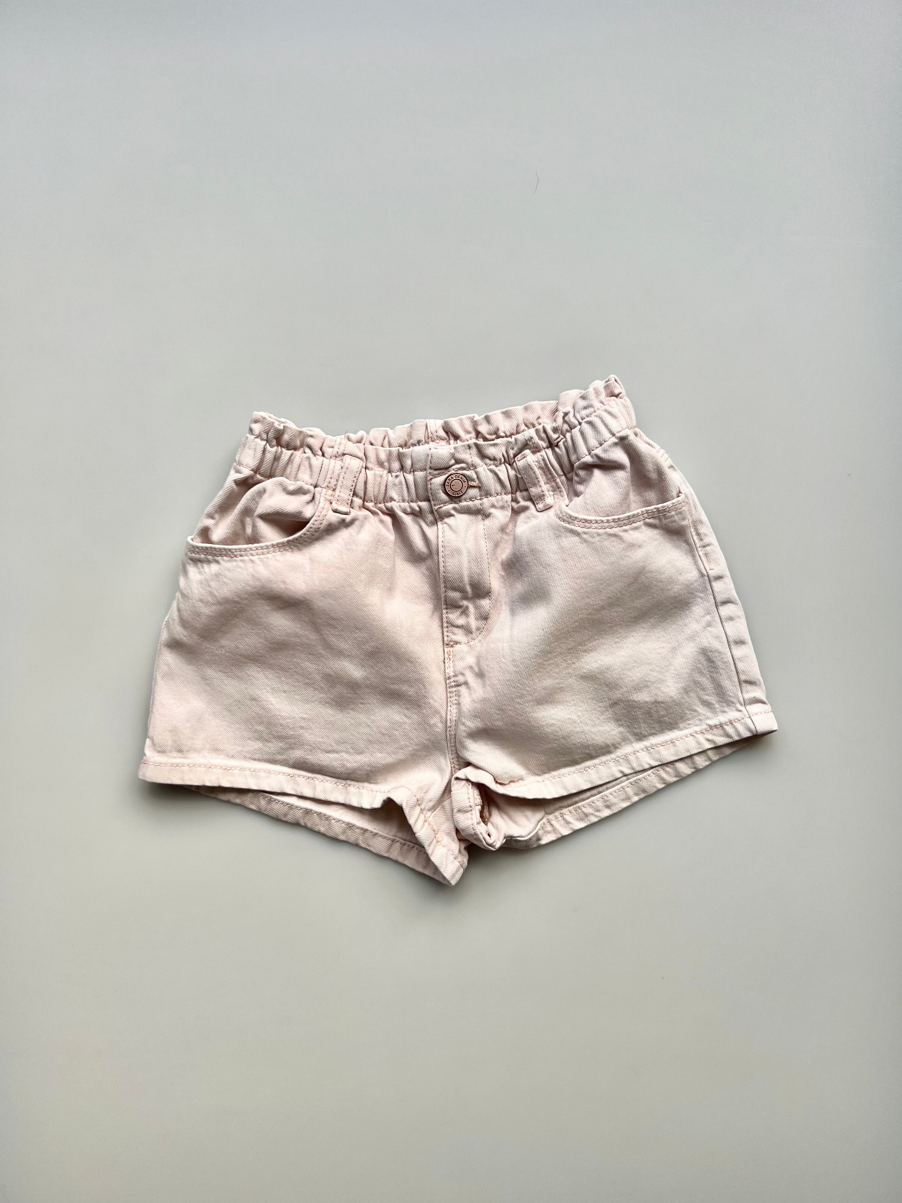 Zara Pale Pink Denim Shorts Age 4-5