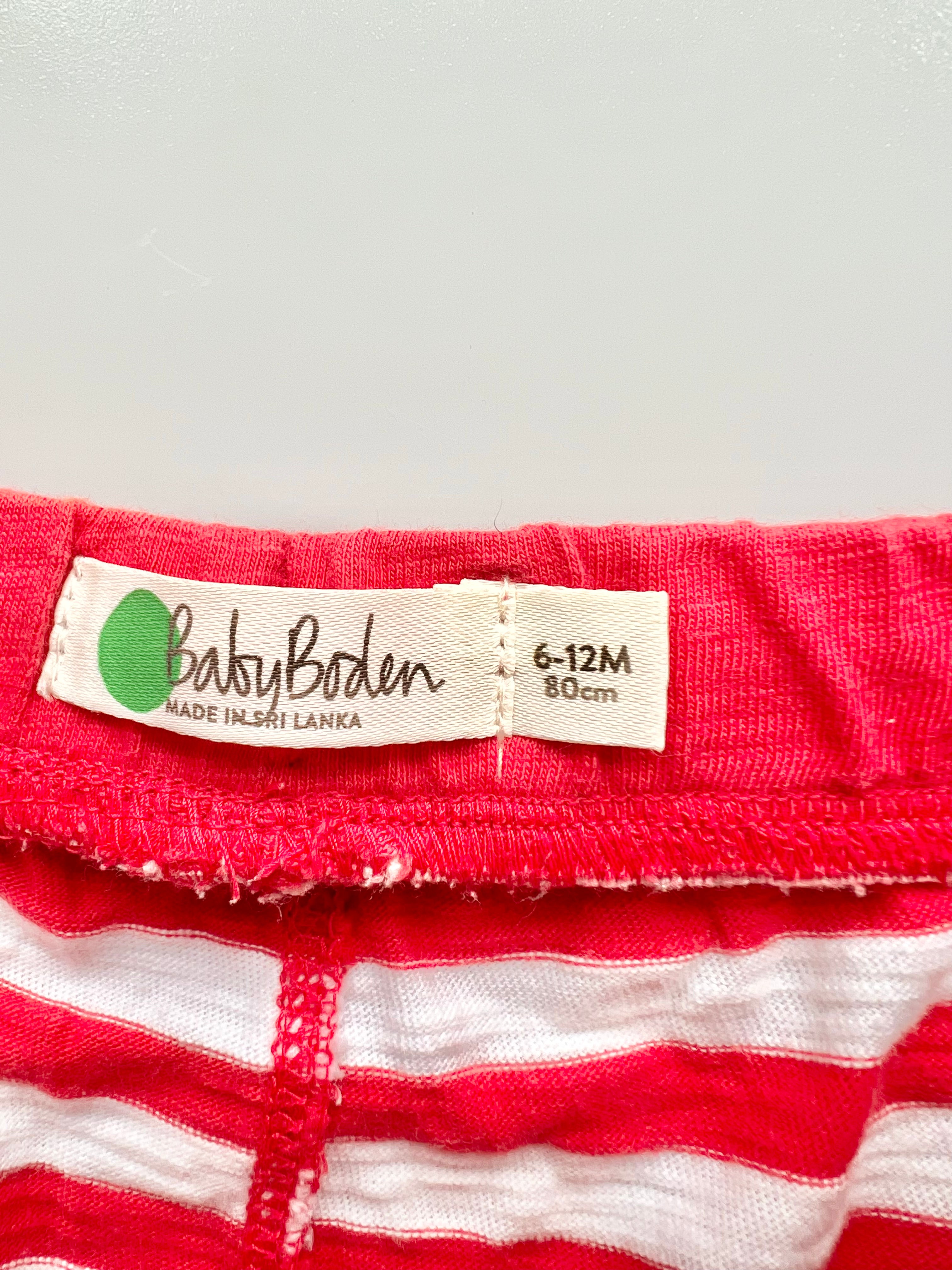 Baby Boden Red Striped Shorts 6-12 Months