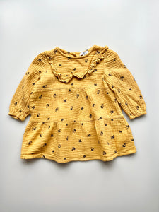 La Redoute Mustard Floral Tiered Dress 9 Months