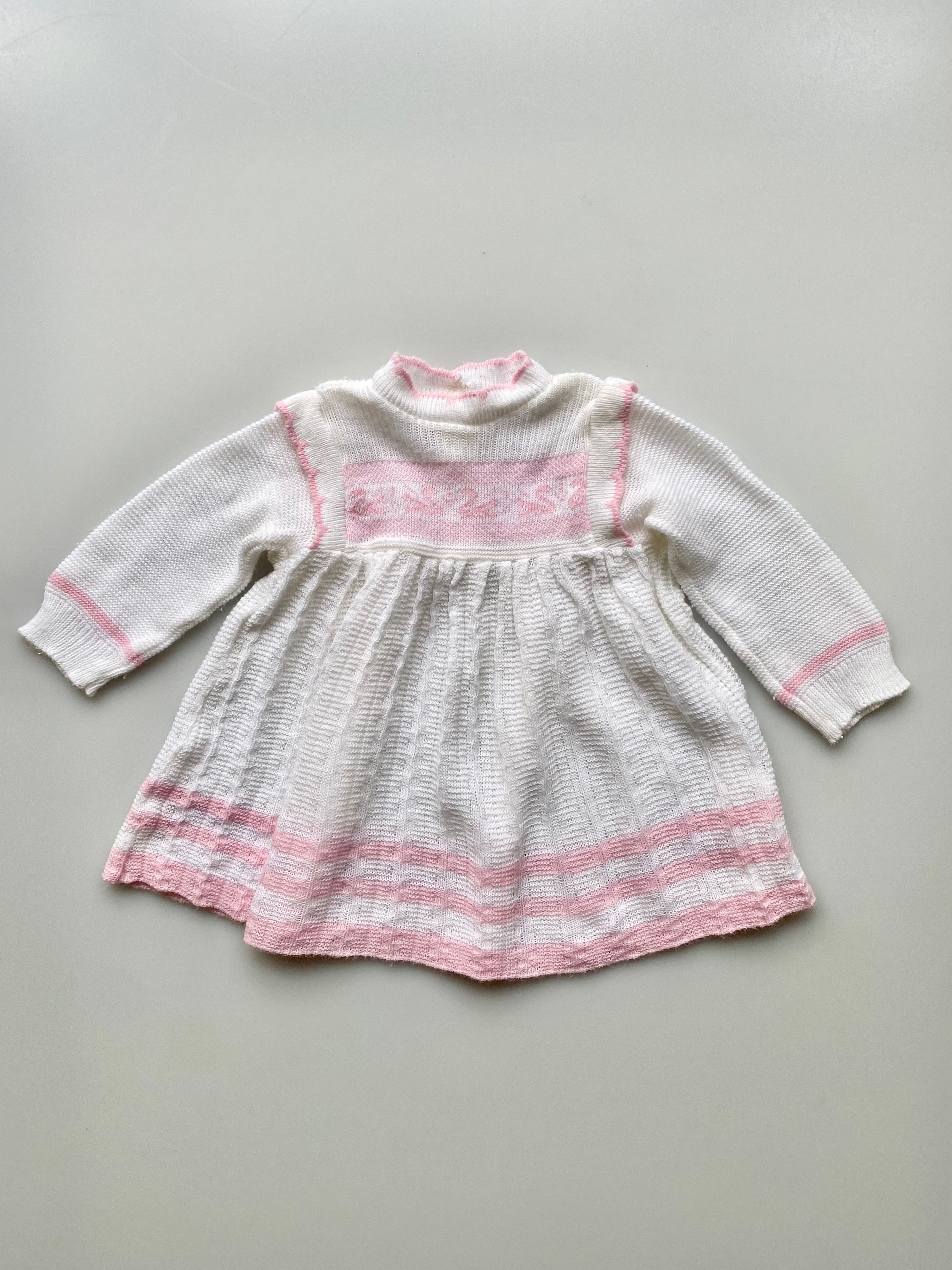 Vintage Knitted Swan Dress 3-6 Months