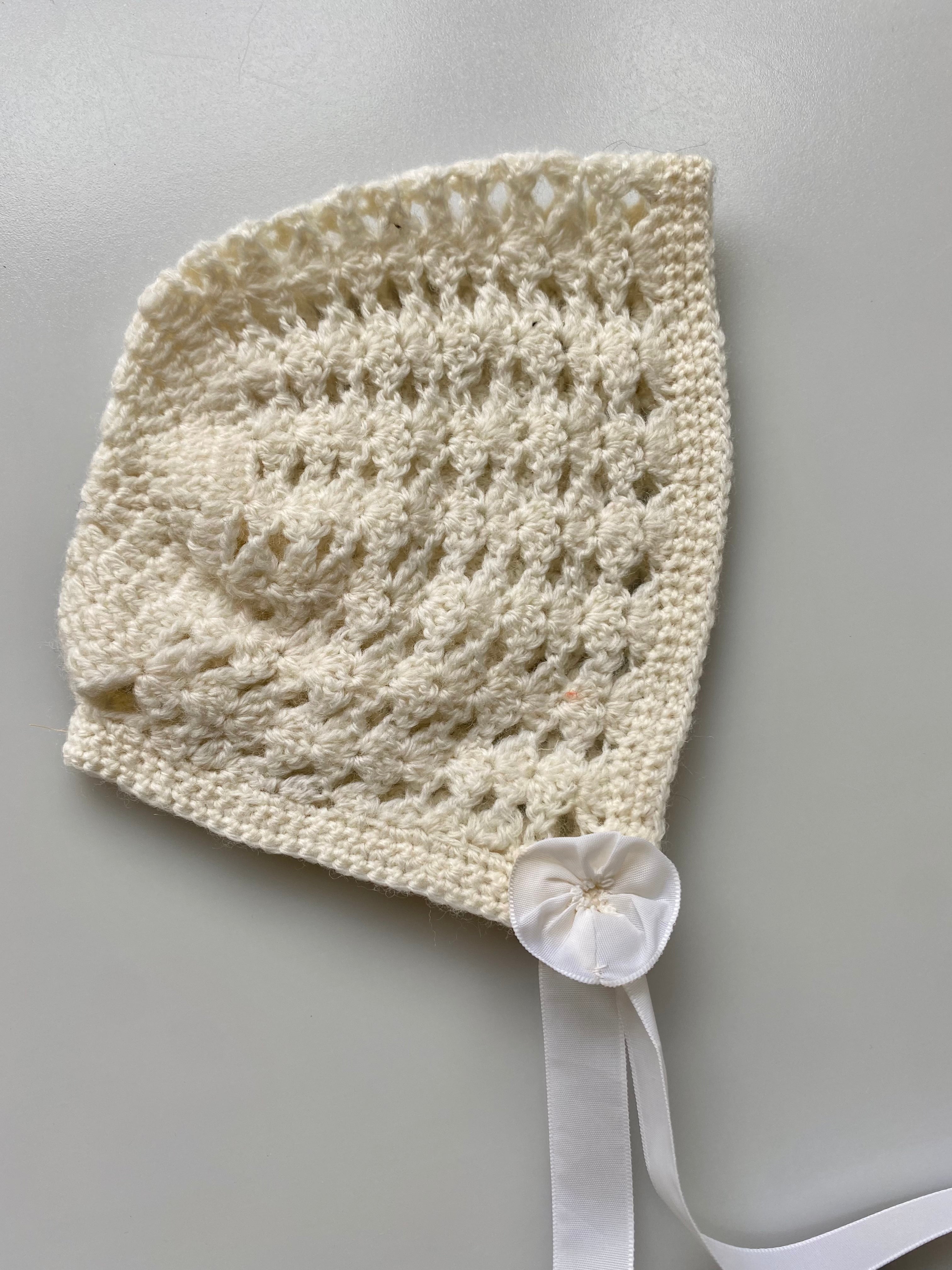 Vintage Crochet Bonnet 0-3 Months