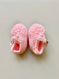 Hand Knitted Baby Shoes With Buttons 0-1 Month