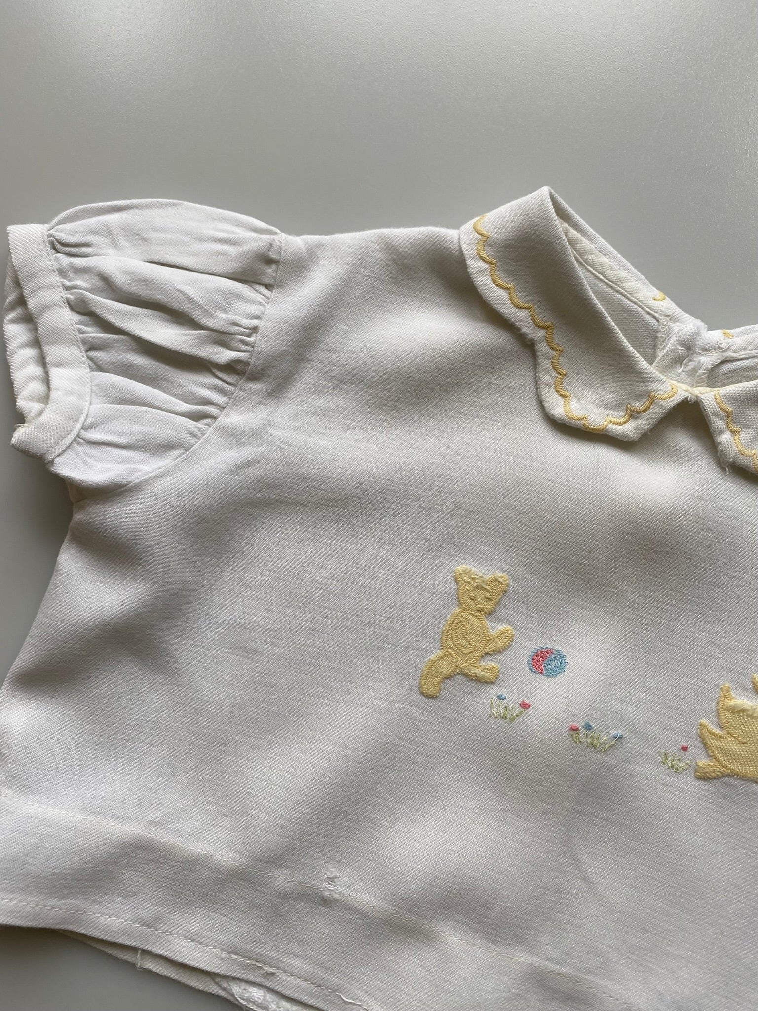 Vintage Embroidered Blouse With Scalloped Neck 0-3 Months