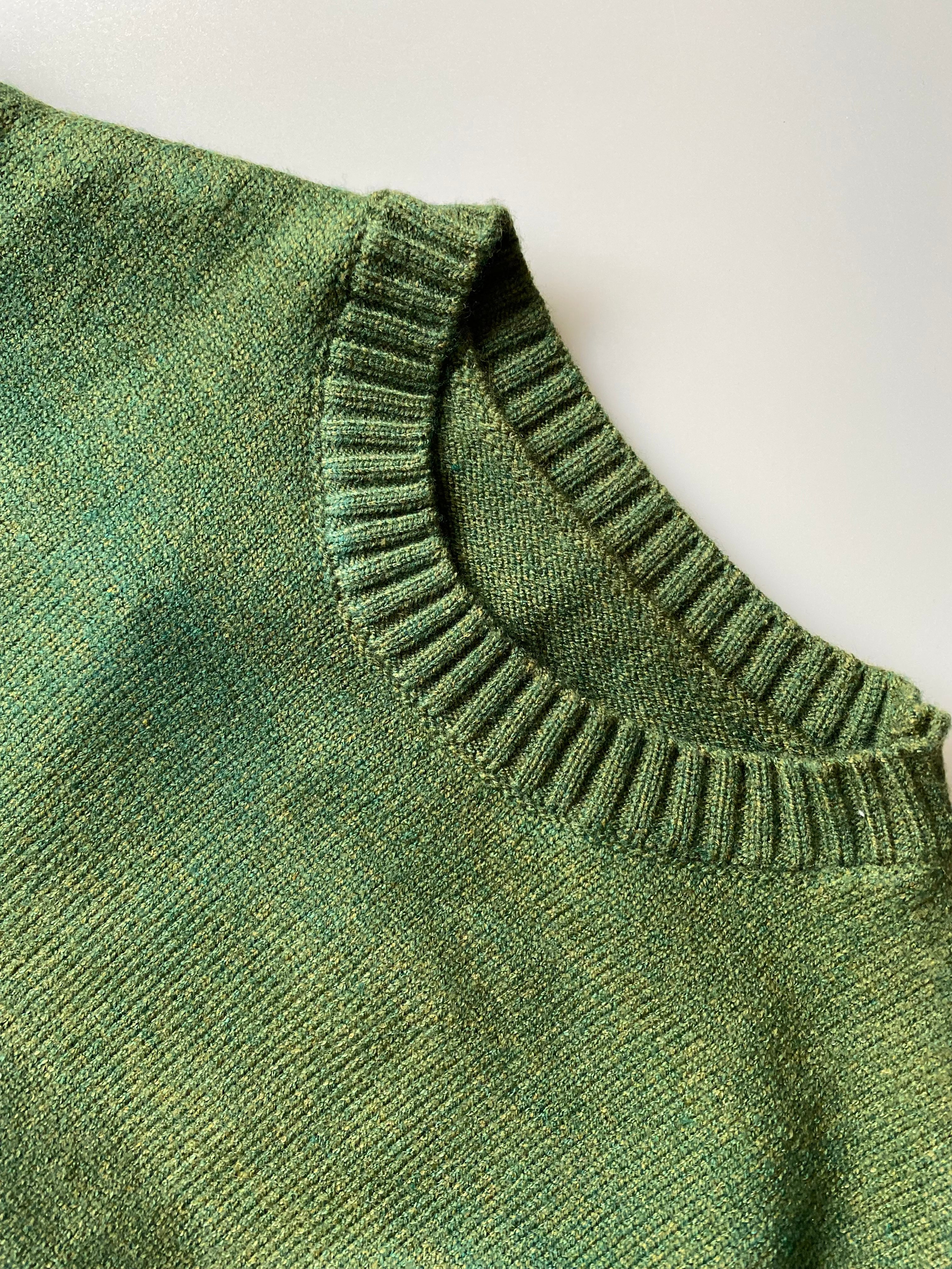 Green Melange Knitted Dress With Frill Edge Age 4