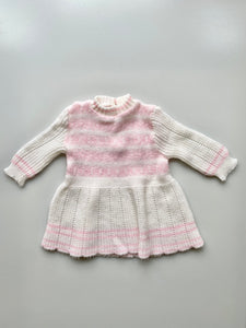 Vintage Hand Knitted Stripe Dress 3-6 Months
