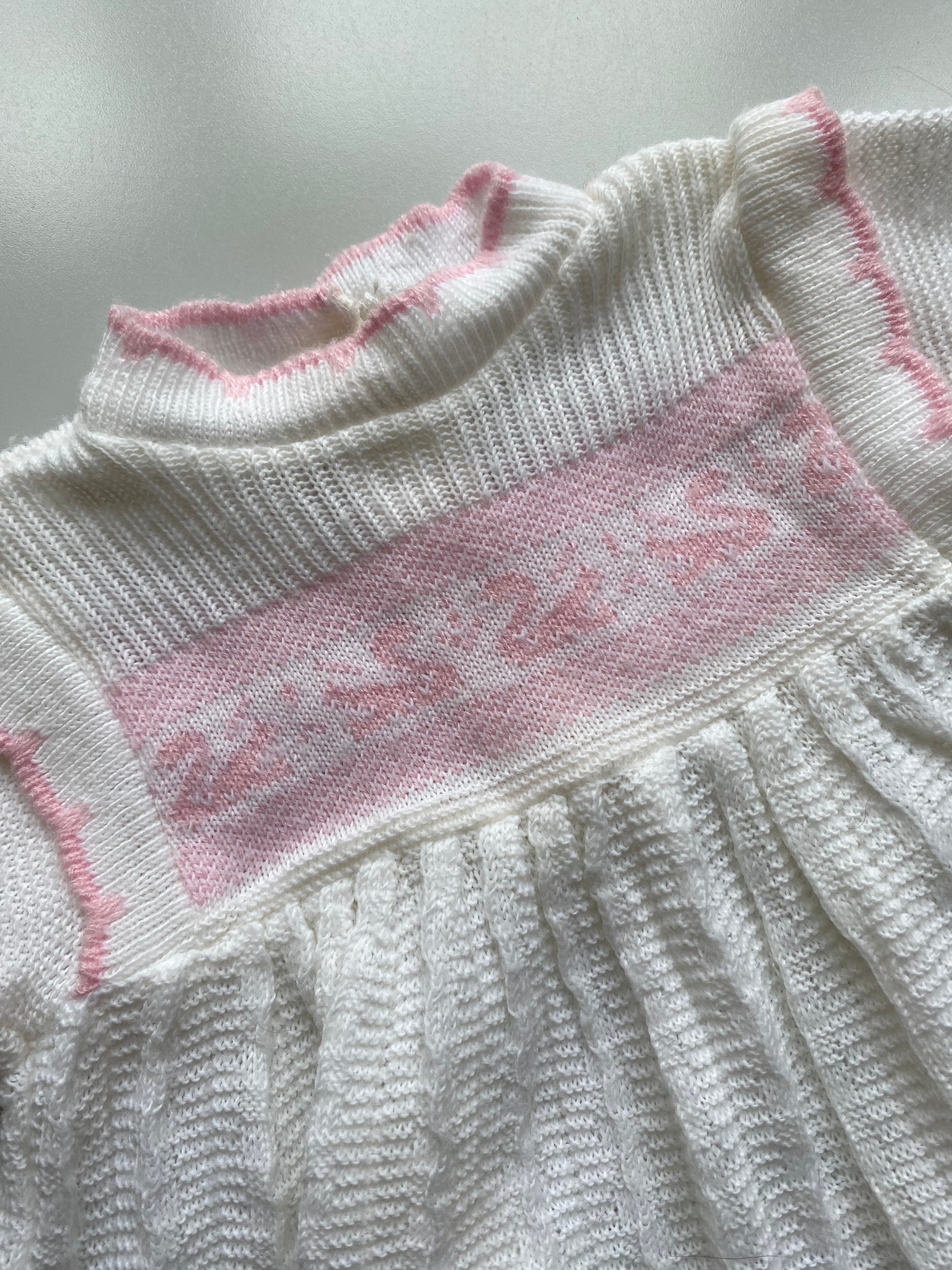Vintage Knitted Swan Dress 3-6 Months