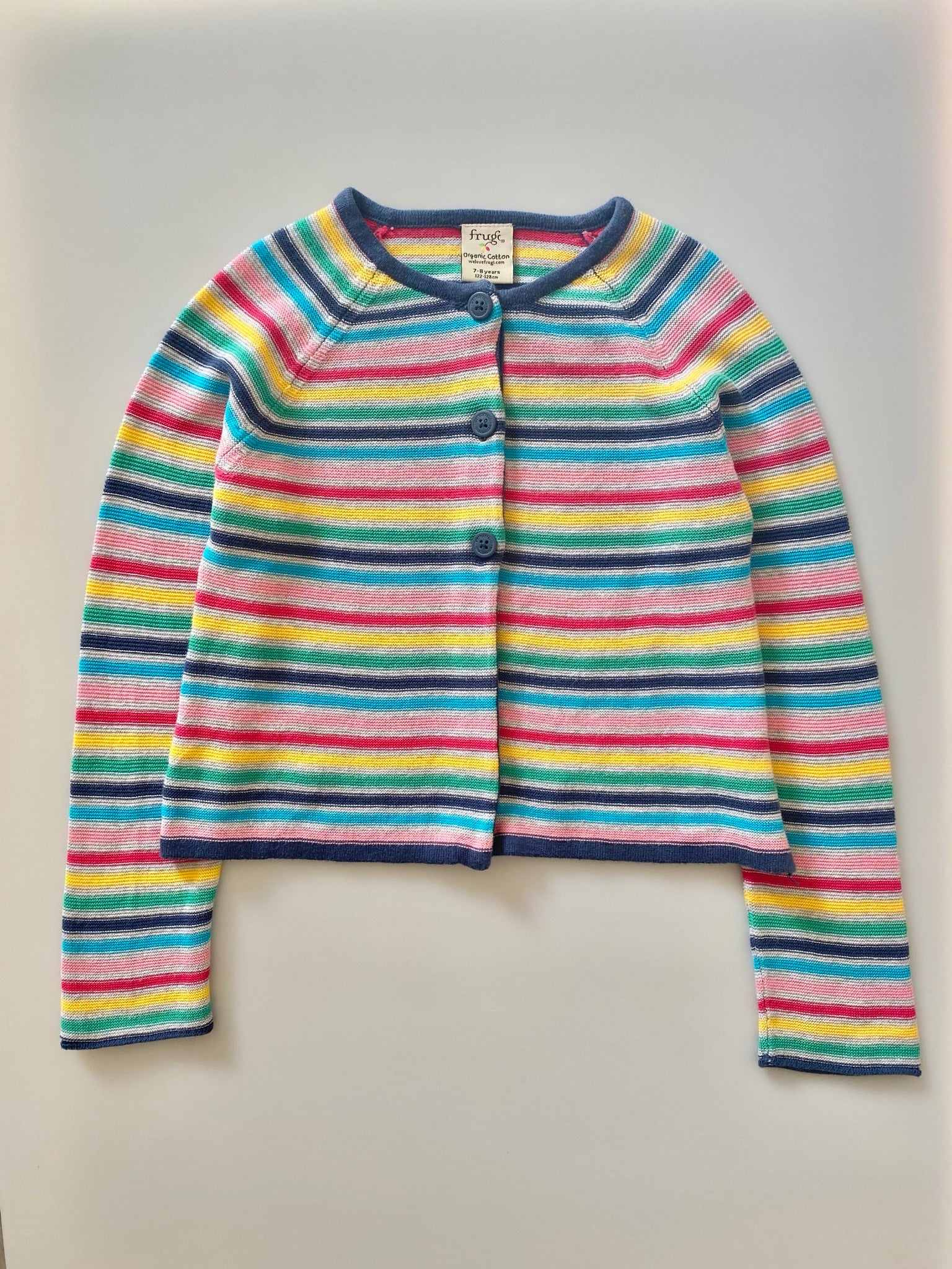 Frugi Knitted Rainbow Cardigan Age 7-8