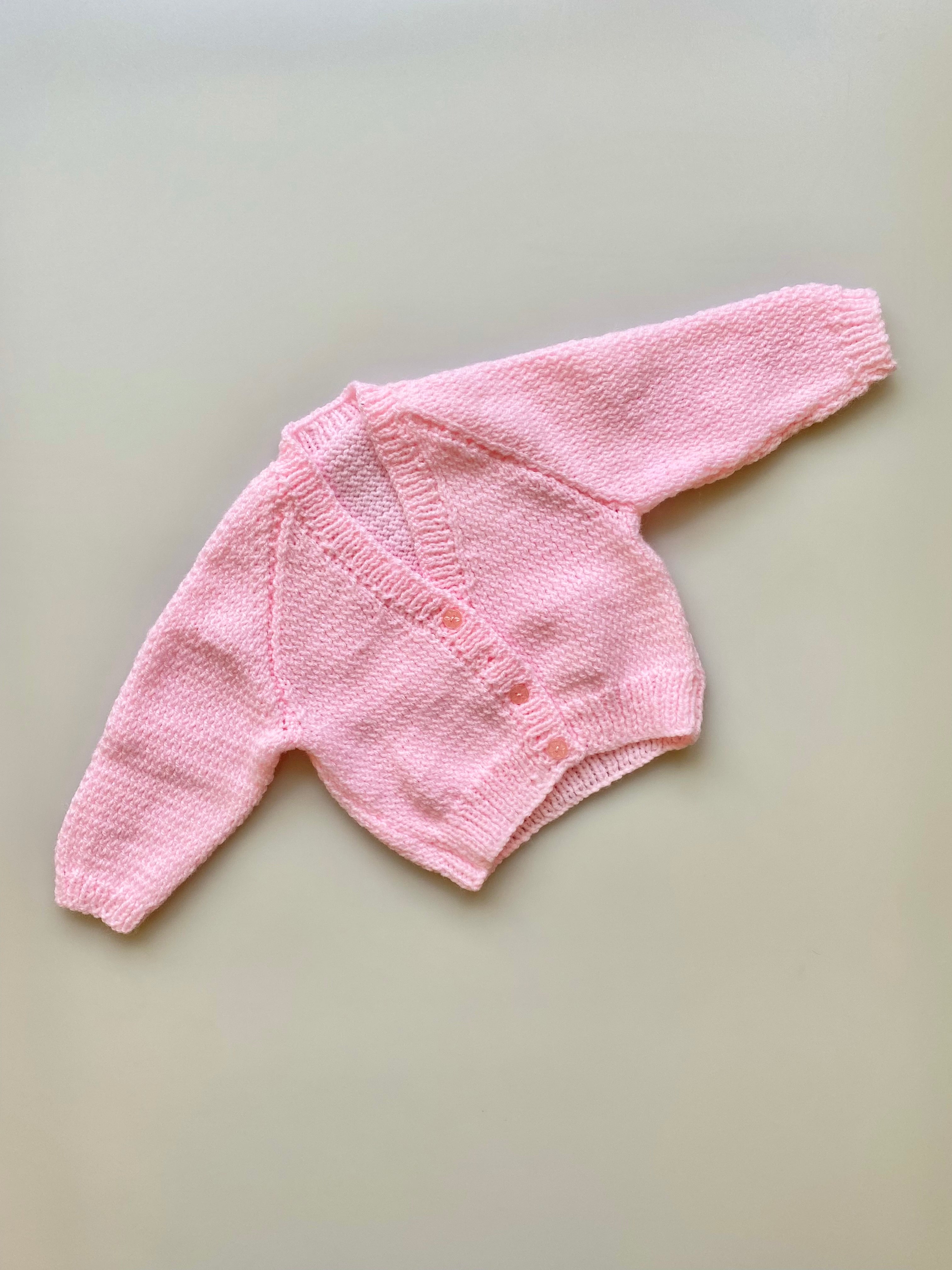 Hand Knitted Candy Pink Cardigan 3-6 Months