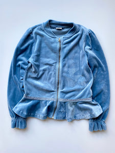 Polarn O. Pyret Blue Velour Jacket With Frill Age 8-10
