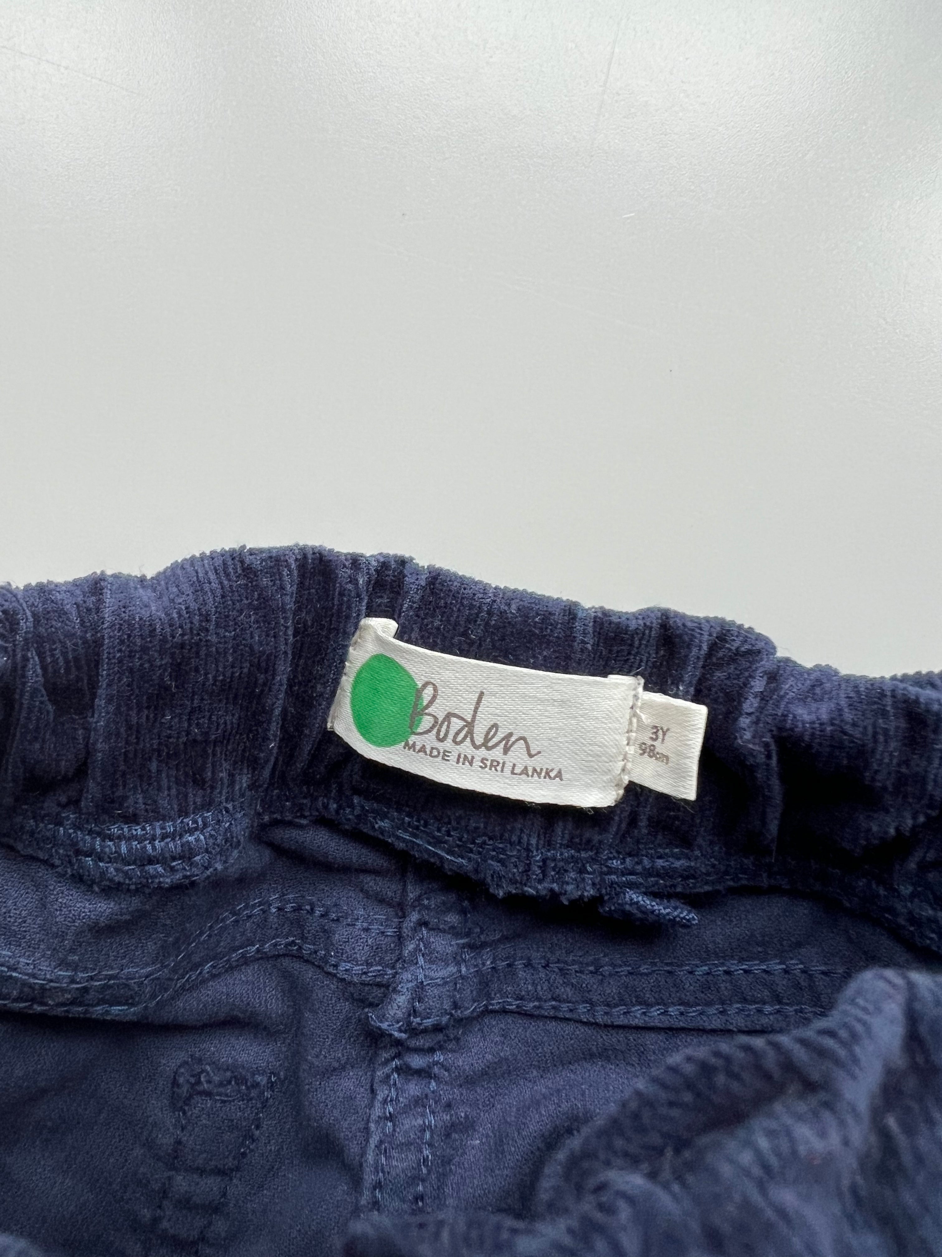 Boden Blue Needlecord Trousers Age 3