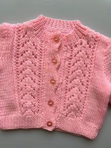 Hand Knitted Pink Cardigan 0-3 Months