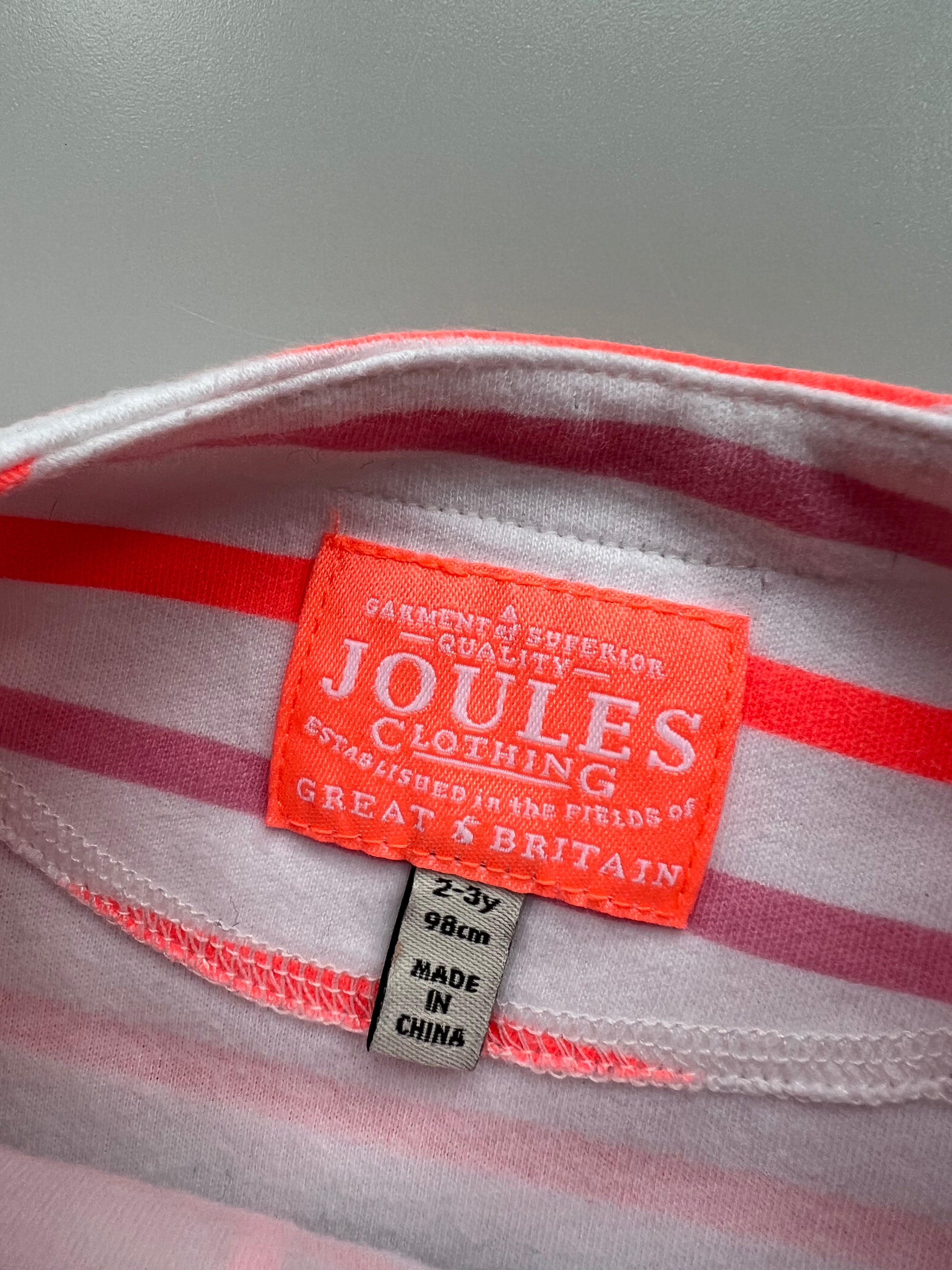 Joules Neon Stripe Jersey Dress Age 2-3