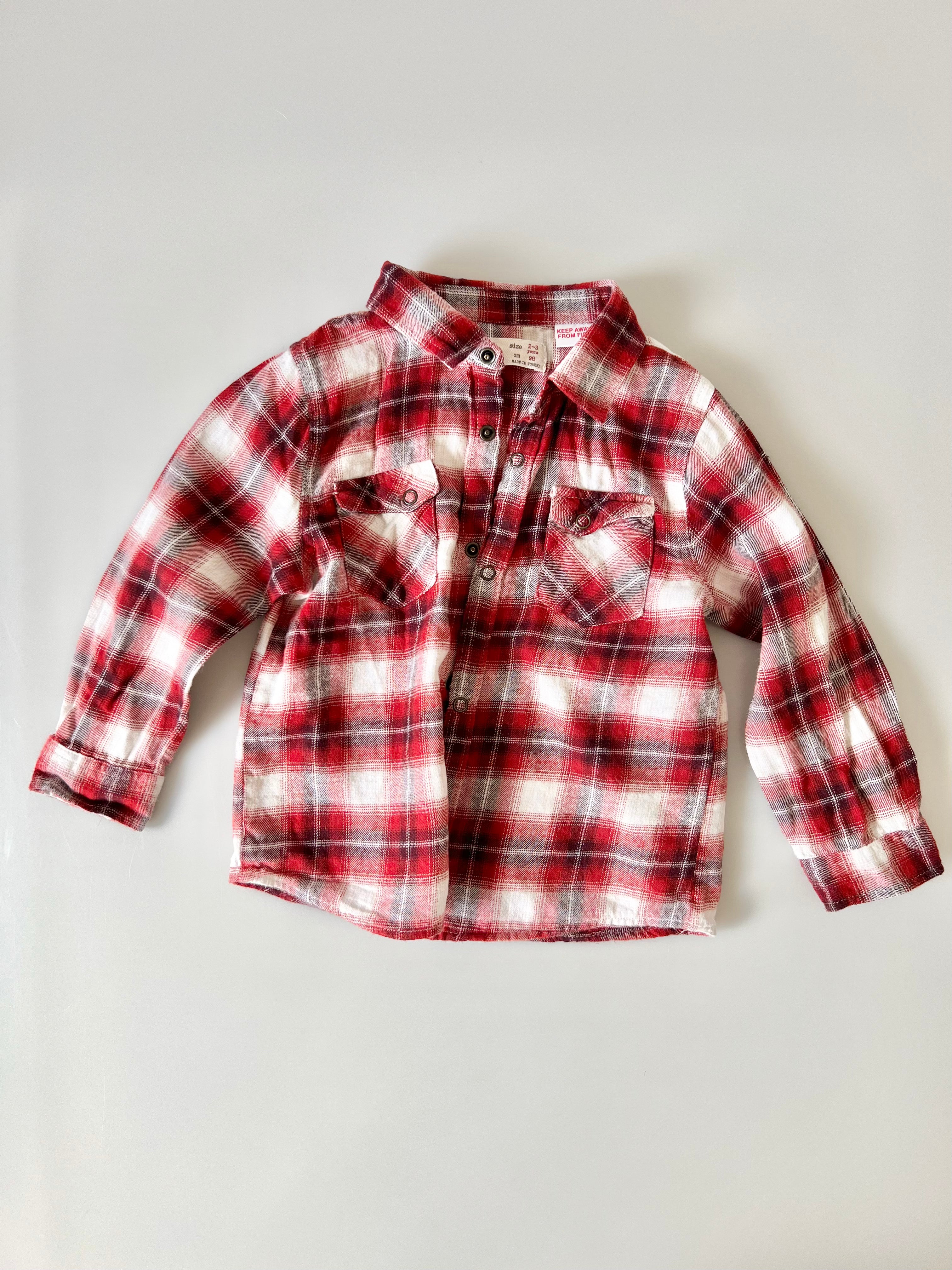 Zara Red Check Shirt Age 2-3