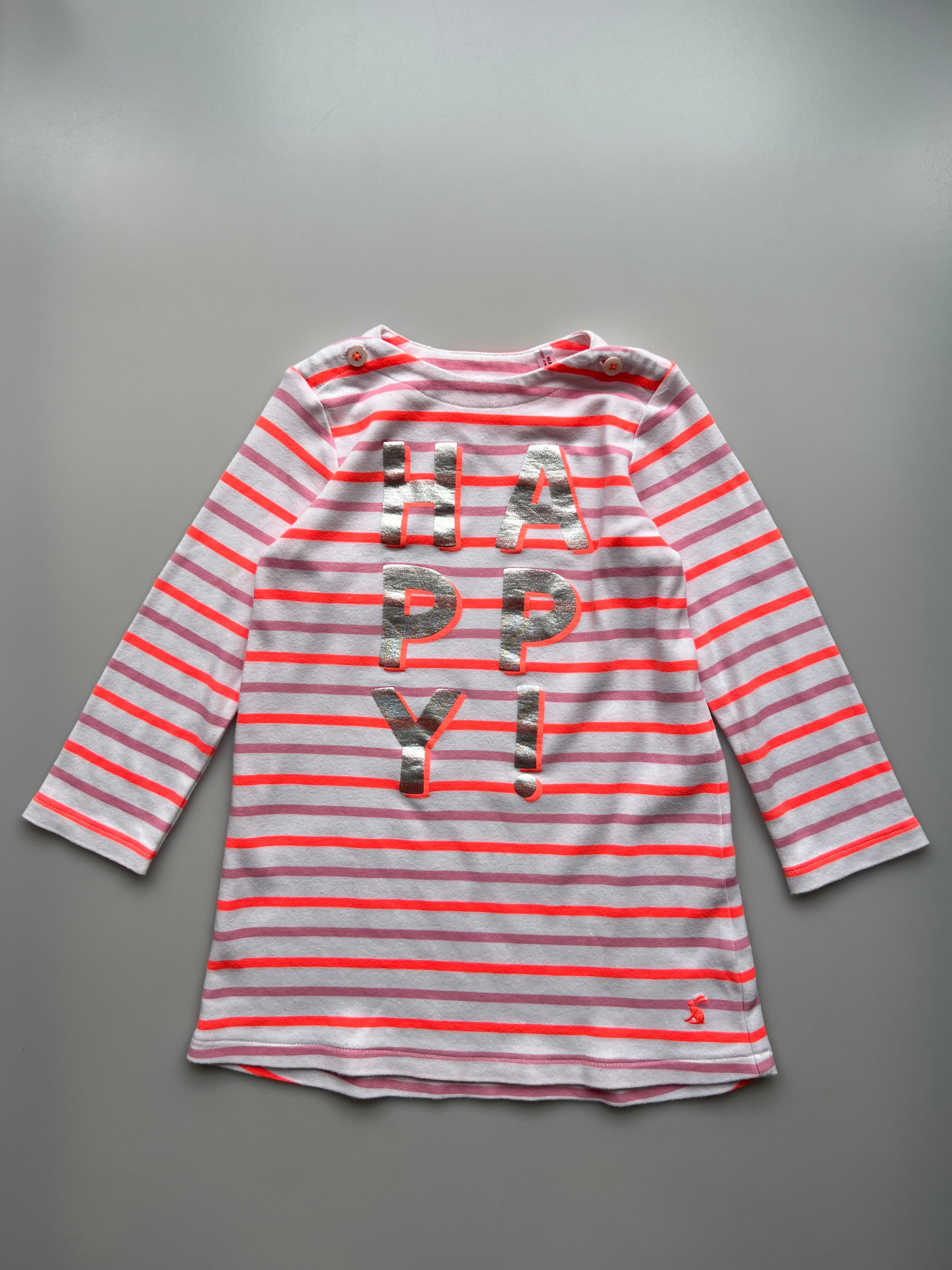 Joules Neon Stripe Jersey Dress Age 2-3