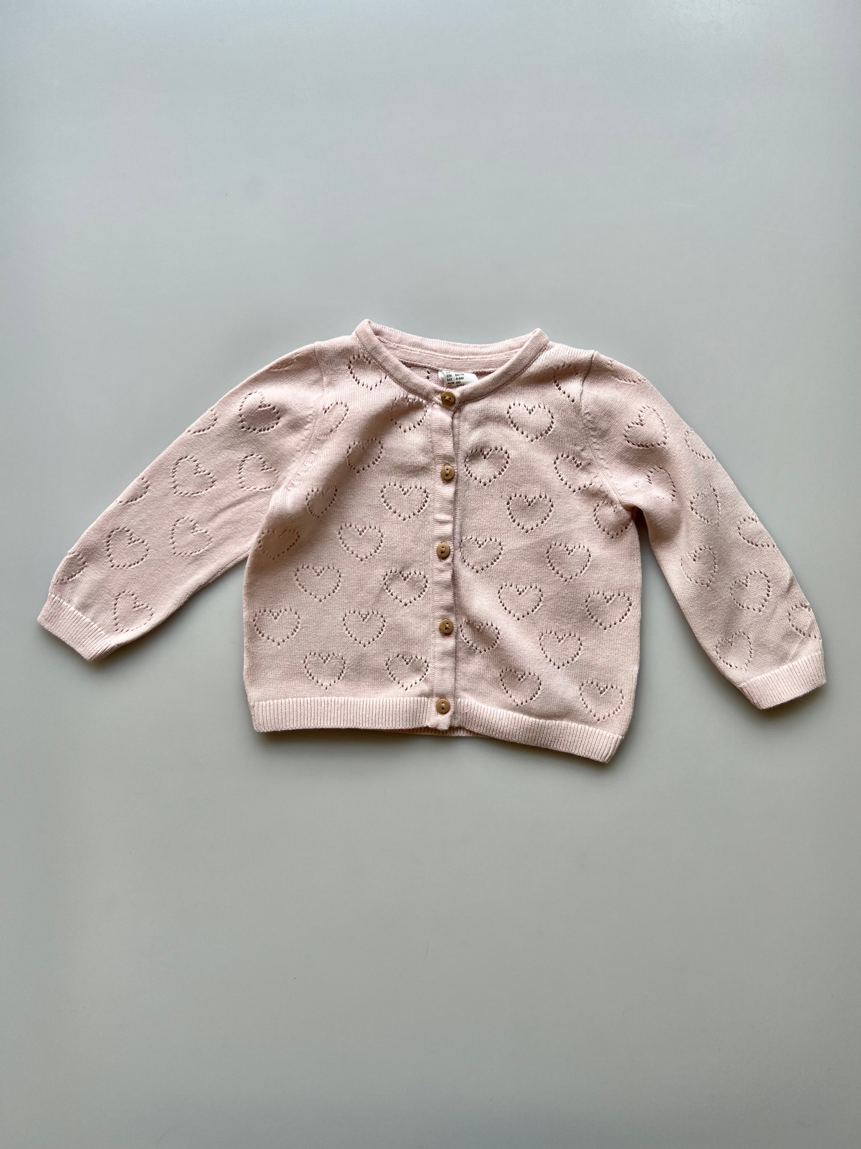 H&M Pink Hearts Cardigan 4-6 Months
