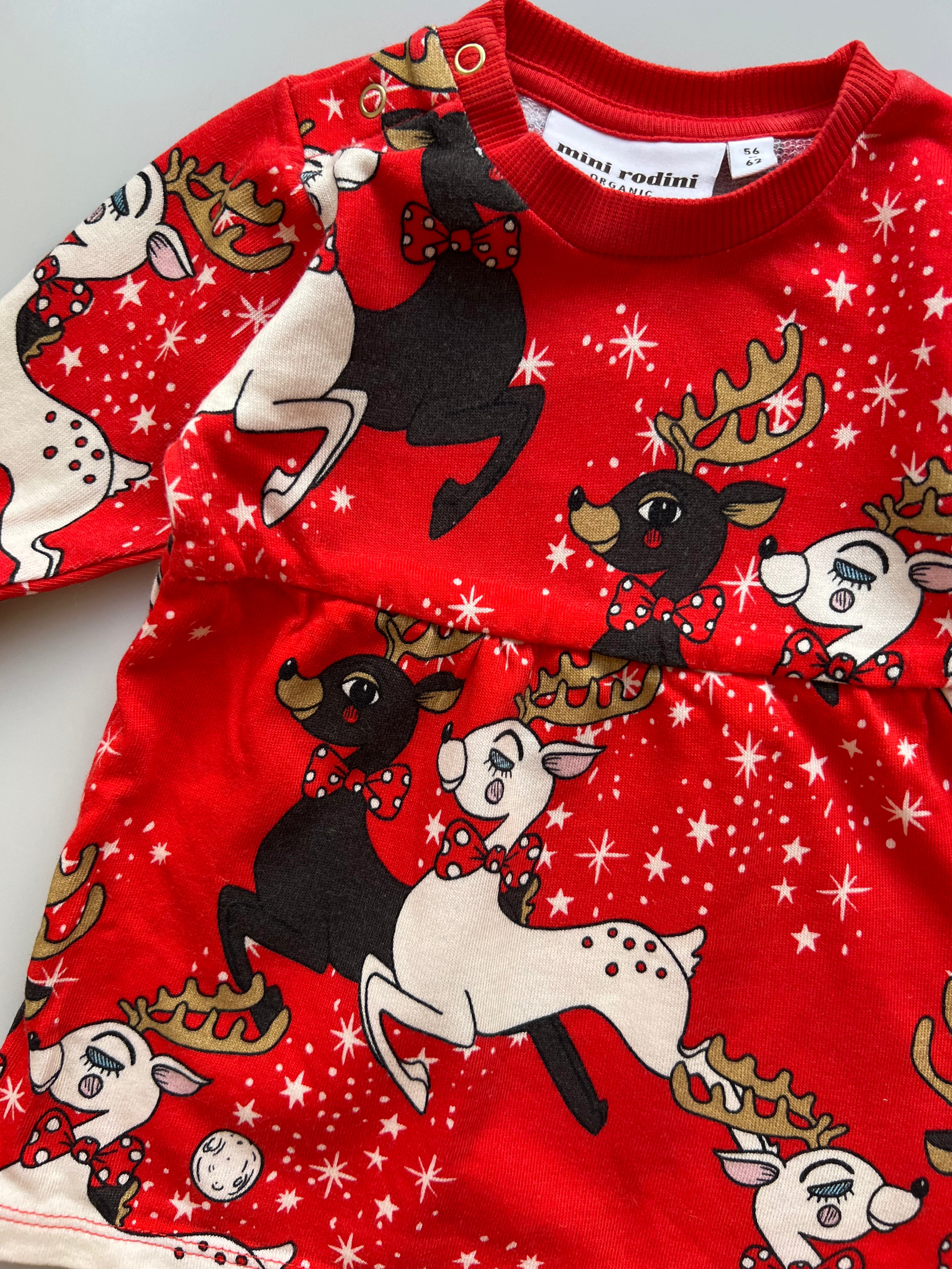 mini rodini reindeer dress Off-White Muslin bee woven puff sleeve dress Kids