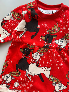 Mini Rodini Christmas Reindeer Dress 0-6 Months