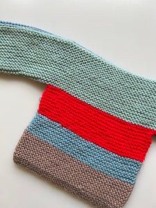 Hand Knitted Red/Blue Pullover 0-3 Months