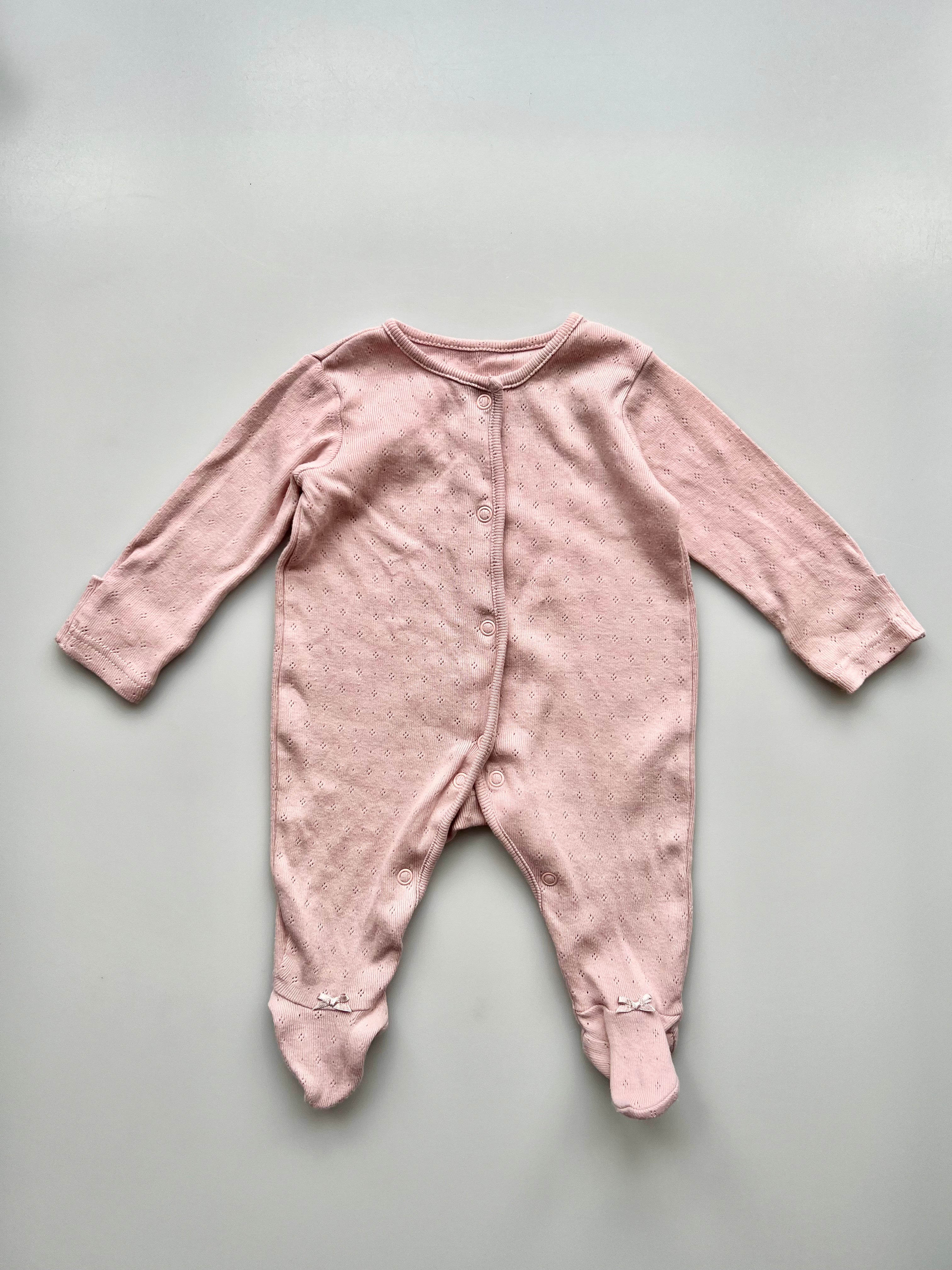 Pink Pointelle Sleepsuit 0-3 Months