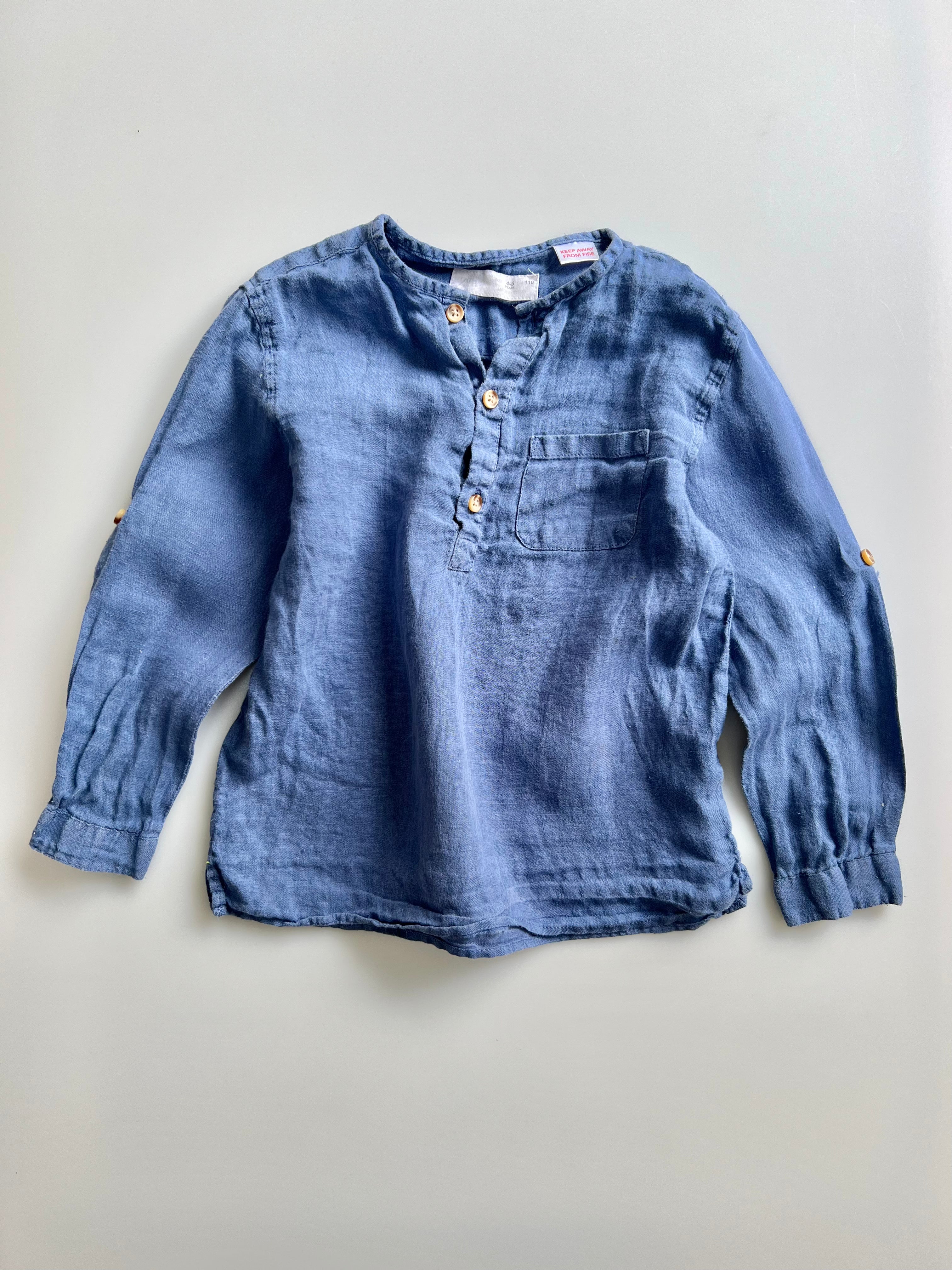 Zara Blue Linen Tunic Age 4-5