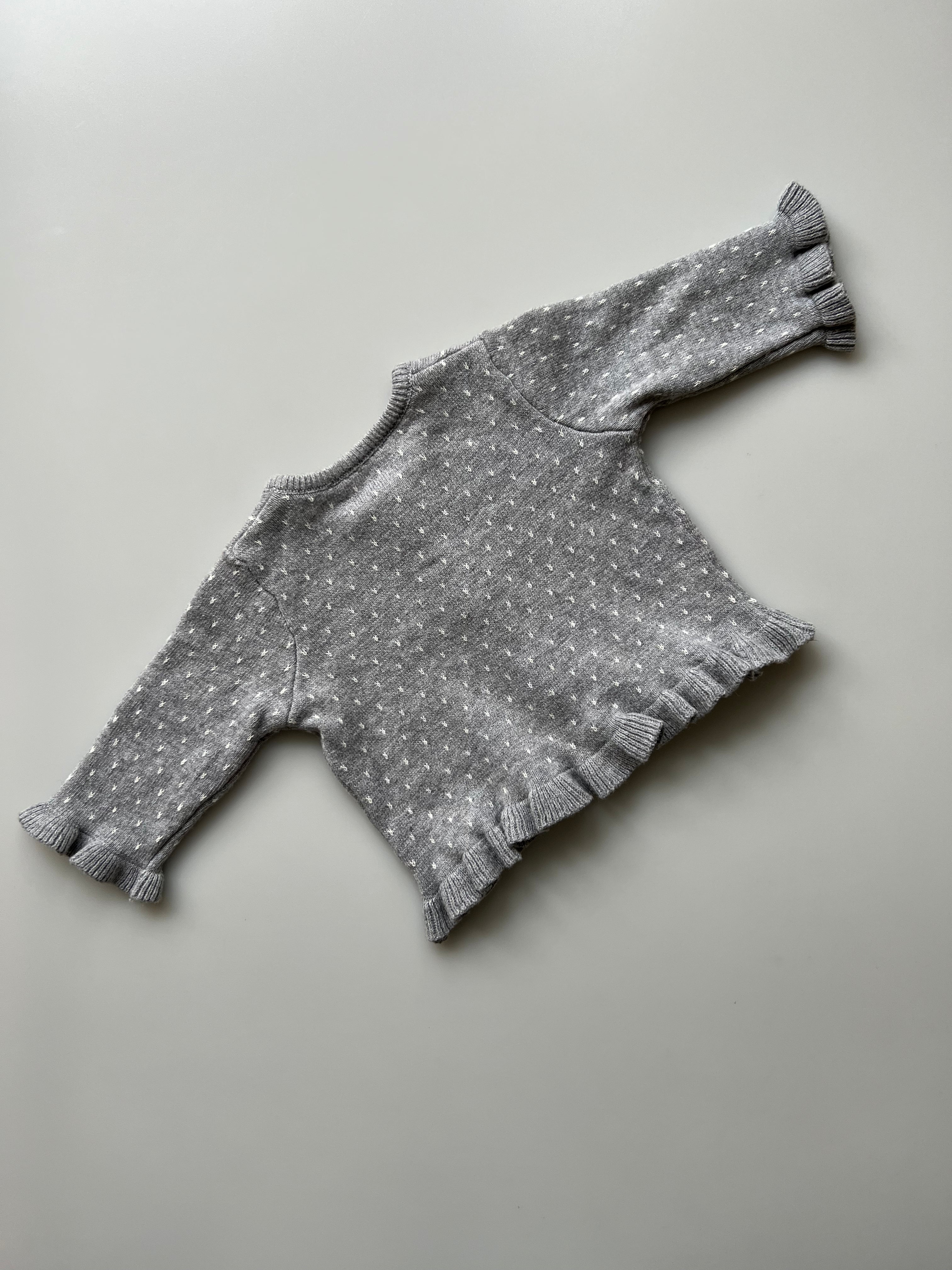 Knitted Cotton Frill Trim Cardigan 0-3 Months